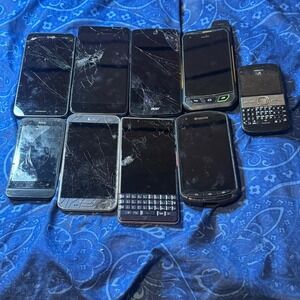 Lot of 9 Mixed Phones Parts Repair Samsung LG HTC BlackBerry Nokia Sonim Acer